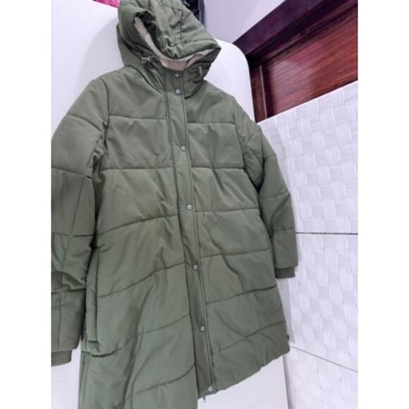 "FALLS CREEK" Green Womens Puffer Coat Side Zippers Sherpa Lined SZ 1X Cozy Warm - Picture 10 of 12